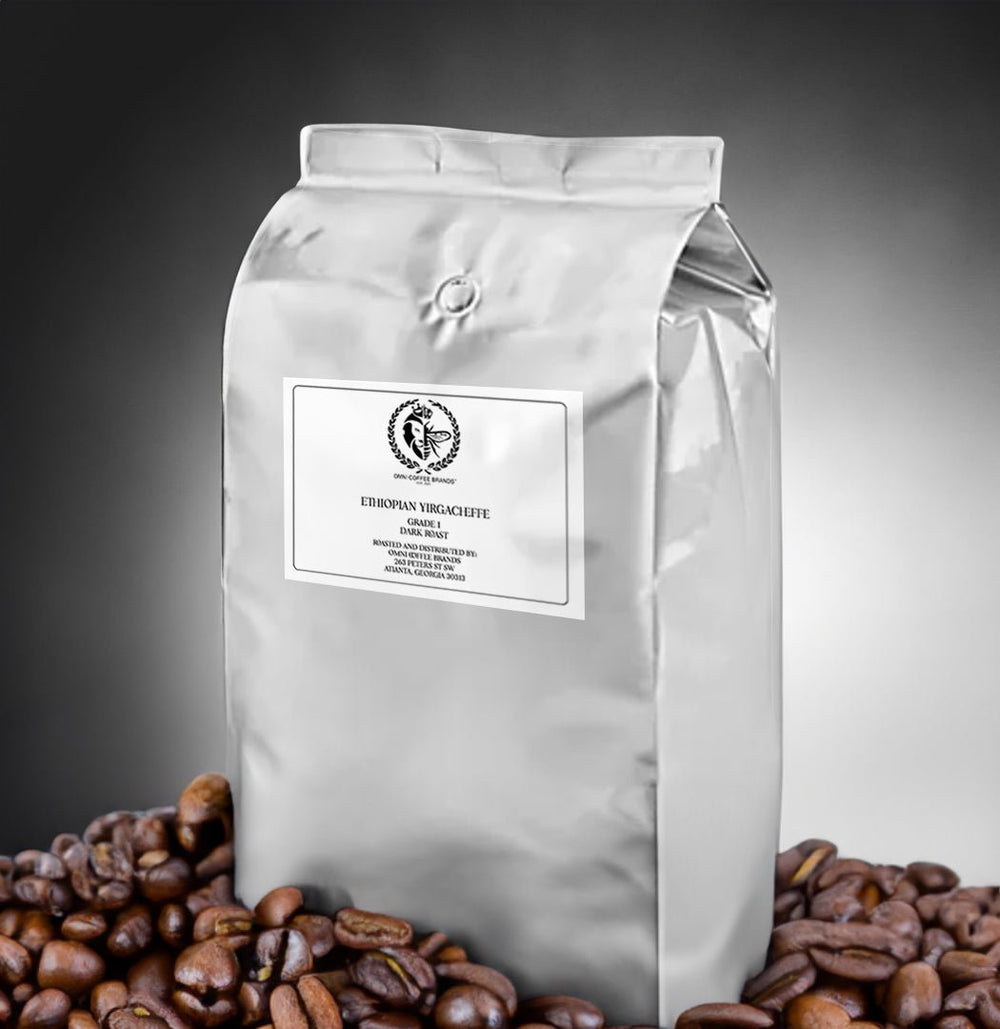 Omni King - Ethiopian Yirgacheffe Coffee Beans - Dark Roast - Whole Bean - Single Origin - Grade 1 Specialty - 5 LB Flavored Coffee - Omni Coffee Brands