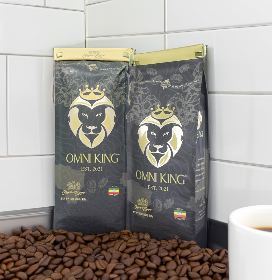 Omni King - Ethiopian Yirgacheffe Coffee Beans - Dark Roast - Single Origin - Grade 1 Specialty - 1 LB Flavored Coffee - Omni Coffee Brands