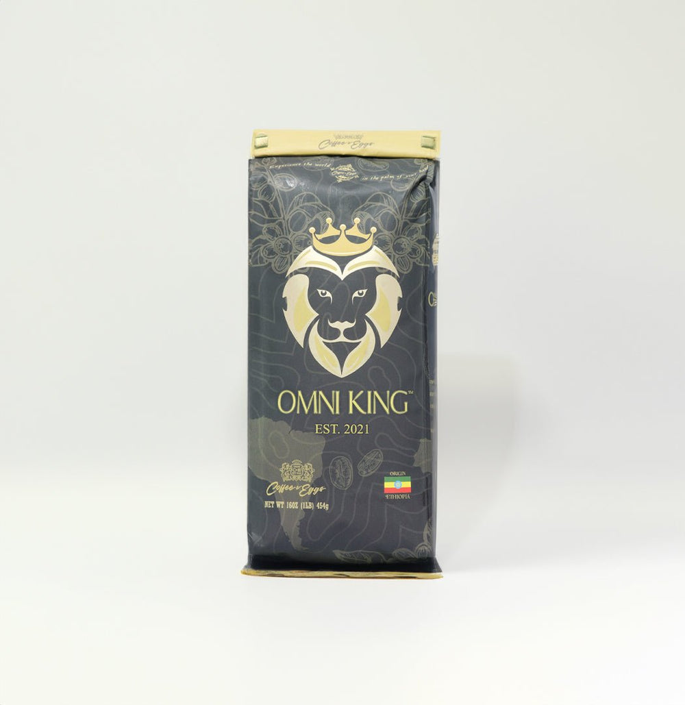 Omni King - Ethiopian Yirgacheffe Coffee Beans - Dark Roast - Single Origin - Grade 1 Specialty - 1 LB Flavored Coffee - Omni Coffee Brands